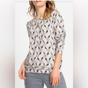 Olsen Clara Relaxed Fit Multicoloured Geometric Print Long Sleeve Size 12 Top